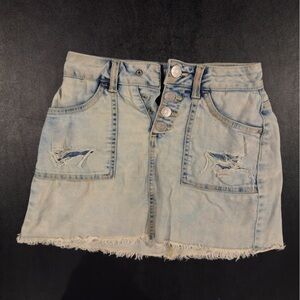 Justice Light Blue Frayed Jean Shorts